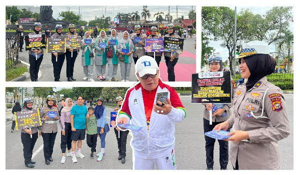 Ditlantas Polda Riau Kembali Kampanye Keselamatan & Pilkada Damai di Area CFD