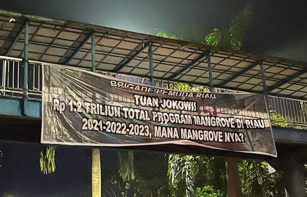 Kedatangan Jokowi Diwarnai Spanduk Dugaan Korupsi Proyek Mangrove Rp1,2 Triliun