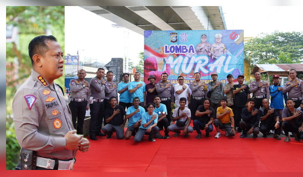 Meriahkan HUT Lalu Lintas Bhayangkara, Ditlantas Polda Riau Gelar Lomba Mural